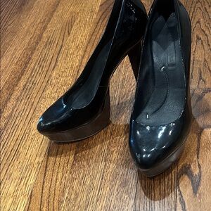 BCBGMaxAzria Black Patent Platform Pumps